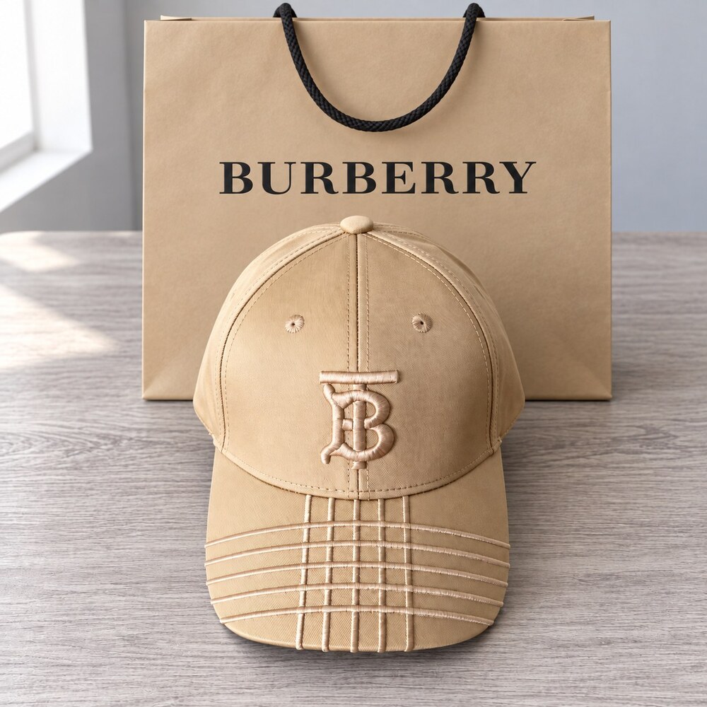 Burberry TB Monogram Cotton Cap - Picture 1 of 6